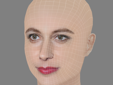 Greta Gerwig Head - No Hair - Low poly head for game 3D 모델