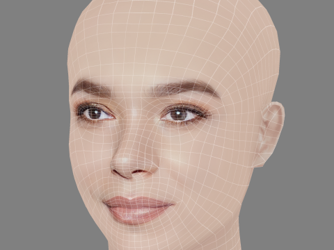 Hailee Steinfeld Head - No Hair - Low poly head for game 3D Модель