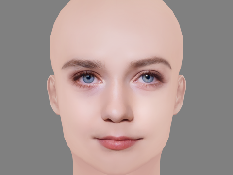 Jessica Barden Head - No Hair - Low poly head for game 3D Model