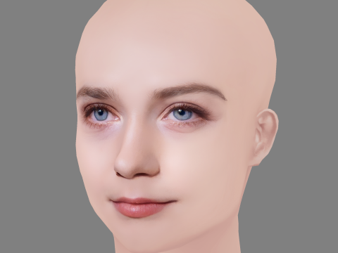 Jessica Barden Head - No Hair - Low poly head for game 3D Model