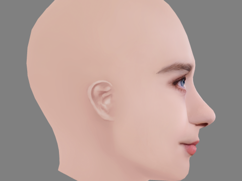 Jessica Barden Head - No Hair - Low poly head for game 3D Model