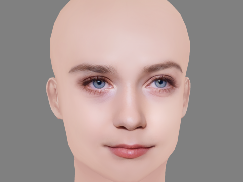 Jessica Barden Head - No Hair - Low poly head for game 3D Model