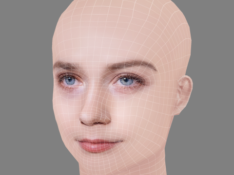 Jessica Barden Head - No Hair - Low poly head for game 3D Model