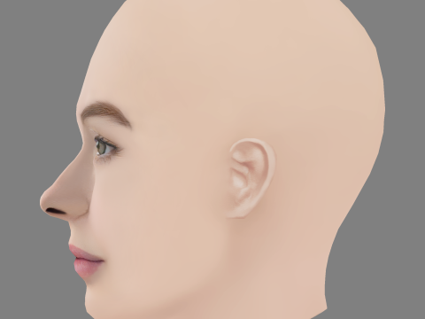 Jodie Comer Head - No Hair - Low poly head for game 3D Model