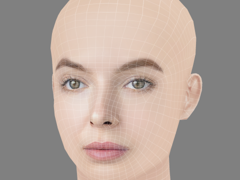 Jodie Comer Head - No Hair - Low poly head for game 3D Model