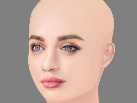 Joey King Head - No Hair - Low poly head for game 3D 모델
