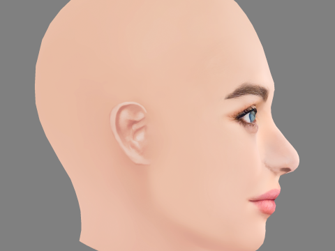 Joey King Head - No Hair - Low poly head for game 3D 모델