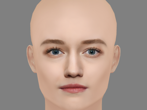 Julia Garner Head - No Hair - Low poly head for game Modelo 3D