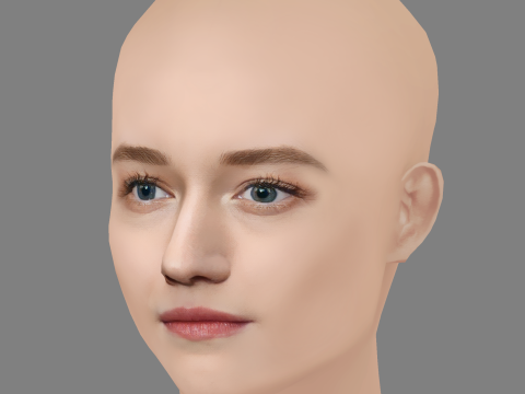 Julia Garner Head - No Hair - Low poly head for game Modelo 3D