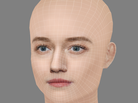Julia Garner Head - No Hair - Low poly head for game Modelo 3D