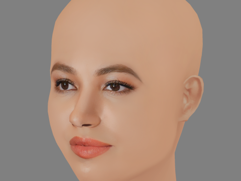 Jurnee Smollett Head - No Hair - Low poly head for game Modelo 3D
