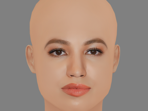Jurnee Smollett Head - No Hair - Low poly head for game Modelo 3D