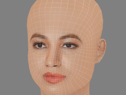 Jurnee Smollett Head - No Hair - Low poly head for game Modelo 3D