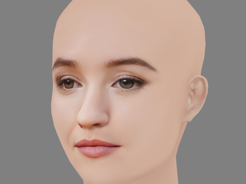 Kaitlyn Dever Head - No Hair - Low poly head for game 3D Model