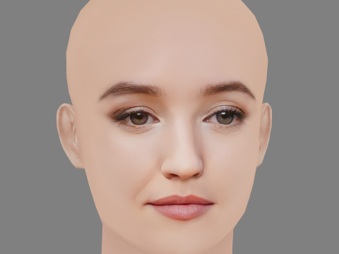 Kaitlyn Dever Head - No Hair - Low poly head for game 3D Model