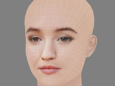 Kaitlyn Dever Head - No Hair - Low poly head for game 3D Model