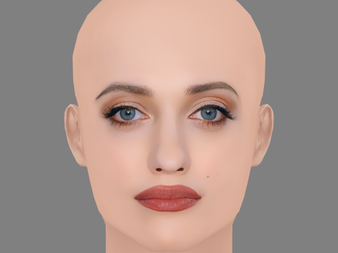 Kat Dennings Head - No Hair - Low poly head for game 3D Модель