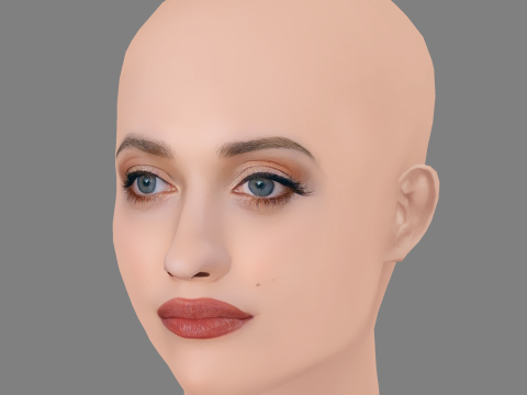 Kat Dennings Head - No Hair - Low poly head for game 3D Модель