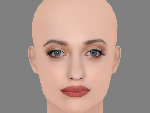 Kat Dennings Head - No Hair - Low poly head for game 3D Модель