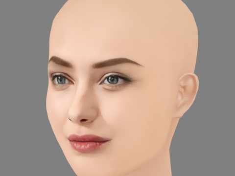 Katherine Langford Head - No Hair - Low poly head for game Model 3D