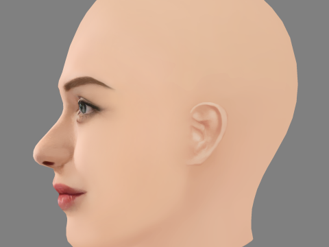 Katherine Langford Head - No Hair - Low poly head for game Model 3D