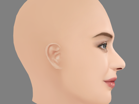 Katherine Langford Head - No Hair - Low poly head for game Model 3D