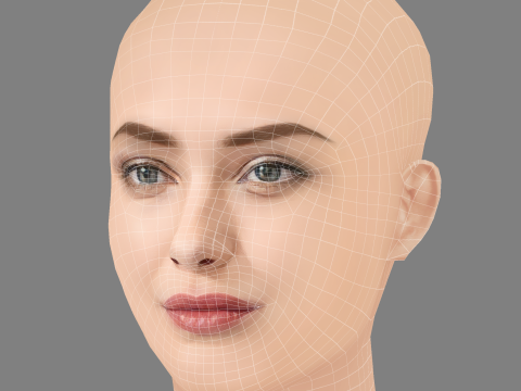 Katherine Langford Head - No Hair - Low poly head for game Model 3D