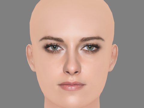 Kristen Stewart Head - No Hair - Low poly head for game 3D Модель