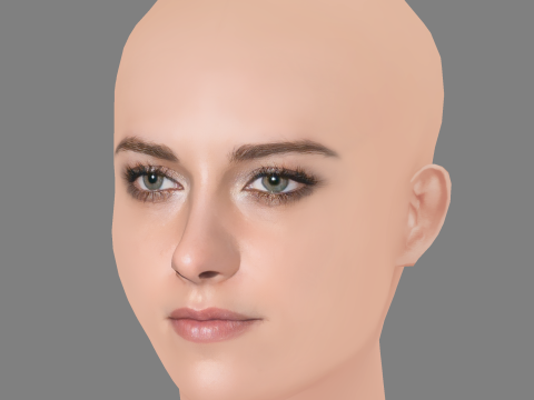 Kristen Stewart Head - No Hair - Low poly head for game 3D Модель