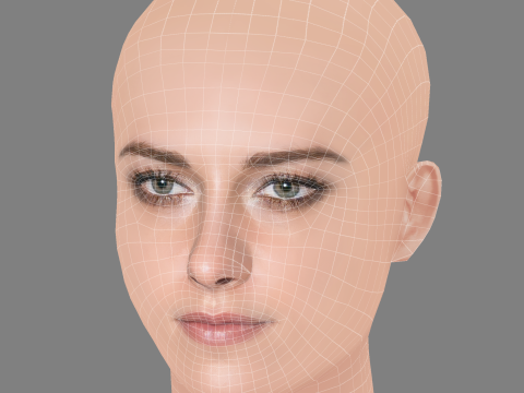 Kristen Stewart Head - No Hair - Low poly head for game 3D Модель