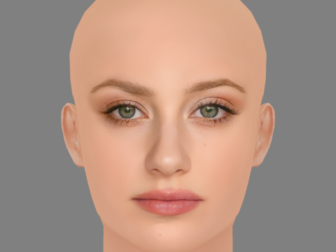 Lili Reinhart Head - No Hair - Low poly head for game Modelo 3D