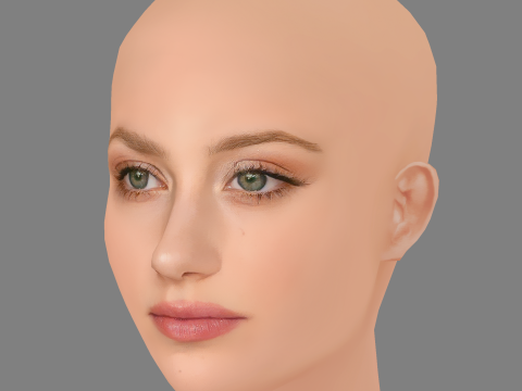 Lili Reinhart Head - No Hair - Low poly head for game Modelo 3D
