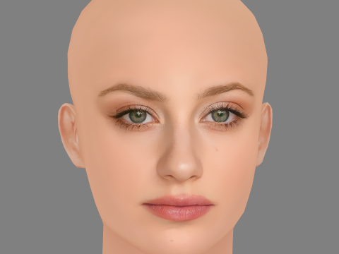 Lili Reinhart Head - No Hair - Low poly head for game Modelo 3D