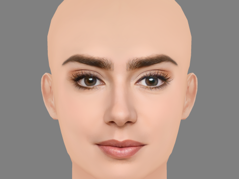 Lily Collins Head - No Hair - Low poly head for game 3Dモデル