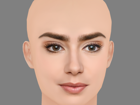 Lily Collins Head - No Hair - Low poly head for game 3Dモデル