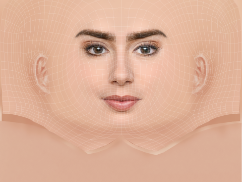 Lily Collins Head - No Hair - Low poly head for game 3Dモデル
