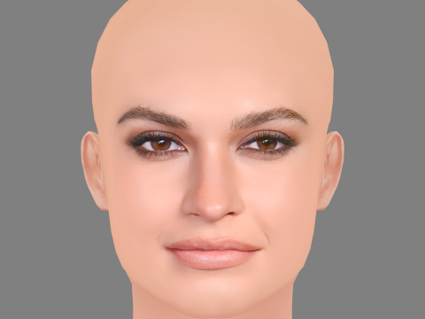 Lily James Head - No Hair - Low poly head for game 3D Modell