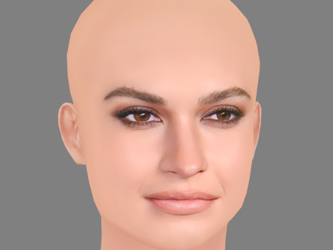 Lily James Head - No Hair - Low poly head for game 3D Modell