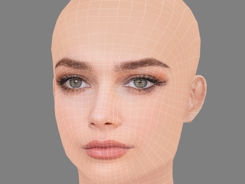 Lily-Rose Depp Head - No Hair - Low poly head for game 3Dモデル