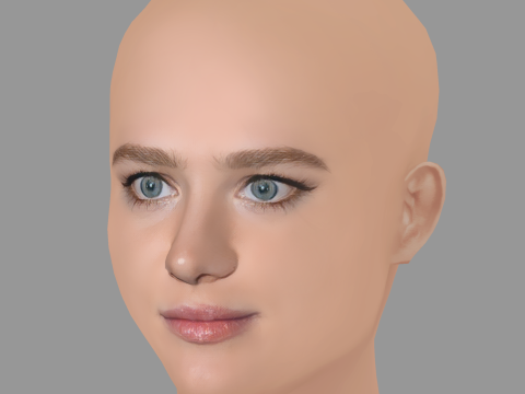 Mackenzie Davis Head - No Hair - Low poly head for game 3Dモデル
