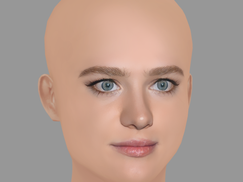 Mackenzie Davis Head - No Hair - Low poly head for game 3Dモデル