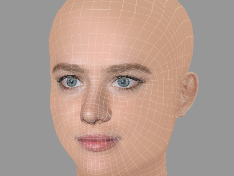 Mackenzie Davis Head - No Hair - Low poly head for game 3Dモデル