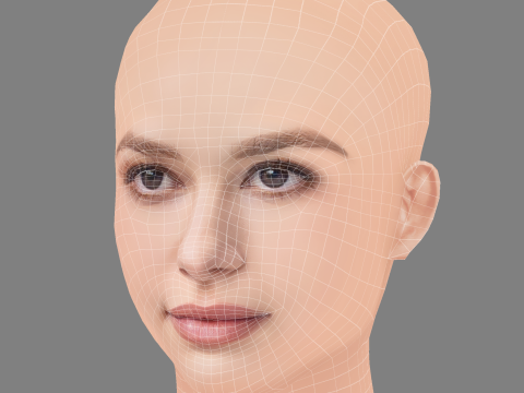 Madelaine Petsch Head - No Hair - Low poly head for game 3D Model