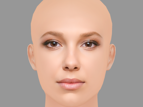 Millie Bobby Brown Head - No Hair - Low poly head for game 3Dモデル