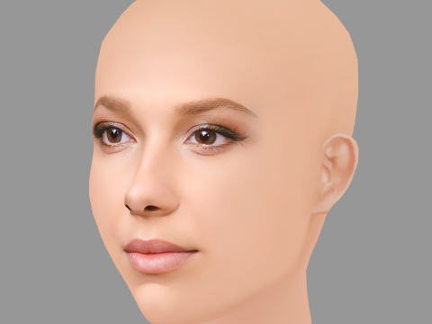 Millie Bobby Brown Head - No Hair - Low poly head for game 3Dモデル