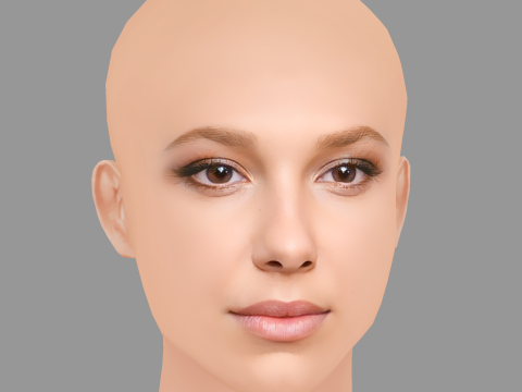 Millie Bobby Brown Head - No Hair - Low poly head for game 3Dモデル