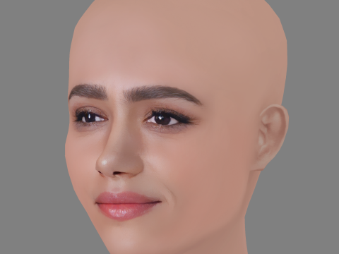 Nathalie Emmanuel Head - No Hair - Low poly head for game 3D Model