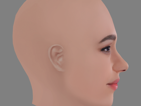 Nathalie Emmanuel Head - No Hair - Low poly head for game 3D Model