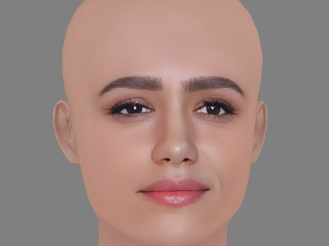 Nathalie Emmanuel Head - No Hair - Low poly head for game 3D Model