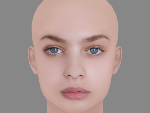 Odeya Rush Head - No Hair - Low poly head for game 3Dモデル
